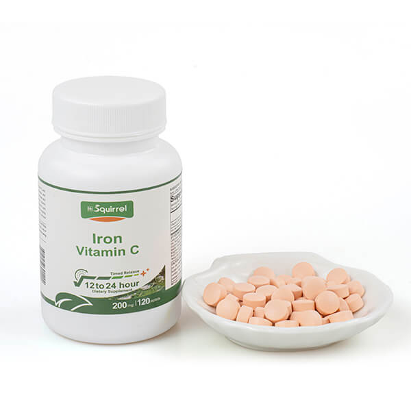 Vitamin C 200 Mg With Iron 50 Mg 120 Tablets Sustained Release Caplet Easy On The Stomach And Less Constipation